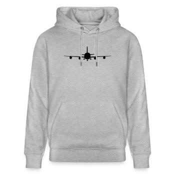 flugzeug silhouette landung fahrwerk abheben - Stanley/Stella Unisex Bio-Hoodie CRUISER  - Grau meliert - Vorne - Alina (178cm) & Michal (187cm)