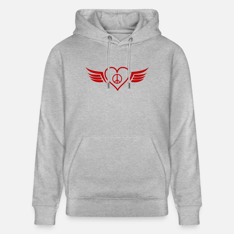Cœur Ailes Paix - Sweat à capuche bio CRUISER Stanley/Stella Unisexe - gris chiné