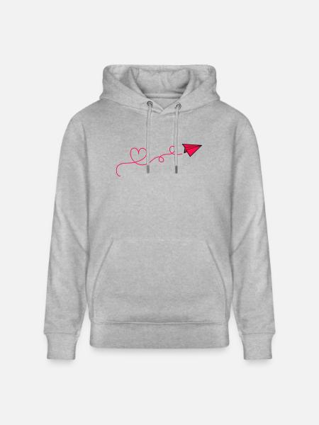 Paperi lentokoneen sydän - Stanley/Stella CRUISER unisex luomuhuppari - harmaasävyinen