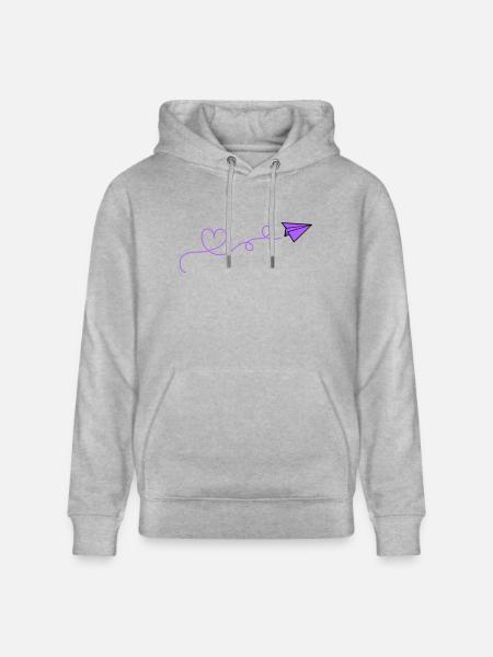 Paper Airplane Heart - Stanley/Stella CRUISER Unisex Organic Hoodie - heather grey