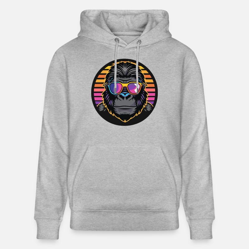 Gorille Bande Dessinée Cool - Sweat à capuche bio CRUISER Stanley/Stella Unisexe - gris chiné