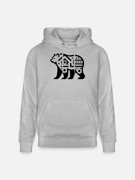 Bear Native American Zodiac - Stanley/Stella CRUISER Unisex Organic Hoodie - heather grey