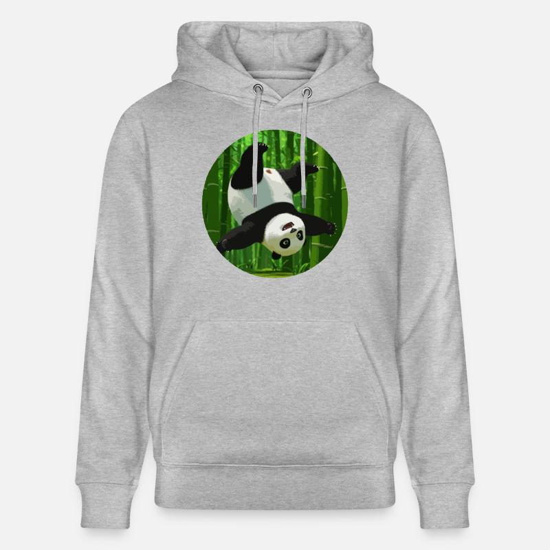 Panda faisant un saut périlleux - Sweat à capuche bio CRUISER Stanley/Stella Unisexe - gris chiné