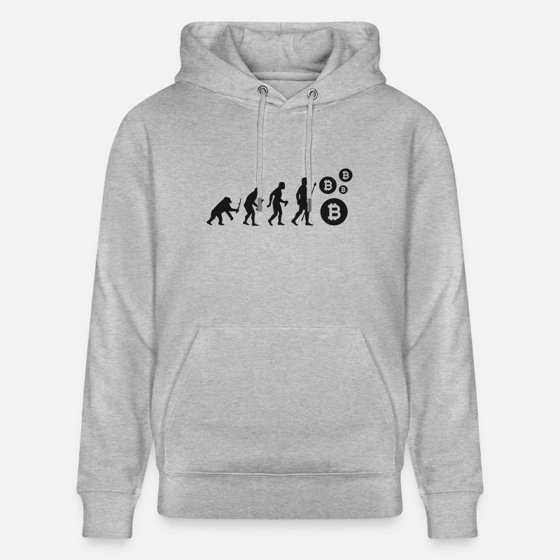 Evolution peu Bitcoin Coin shirt - Sweat à capuche bio CRUISER Stanley/Stella Unisexe - gris chiné