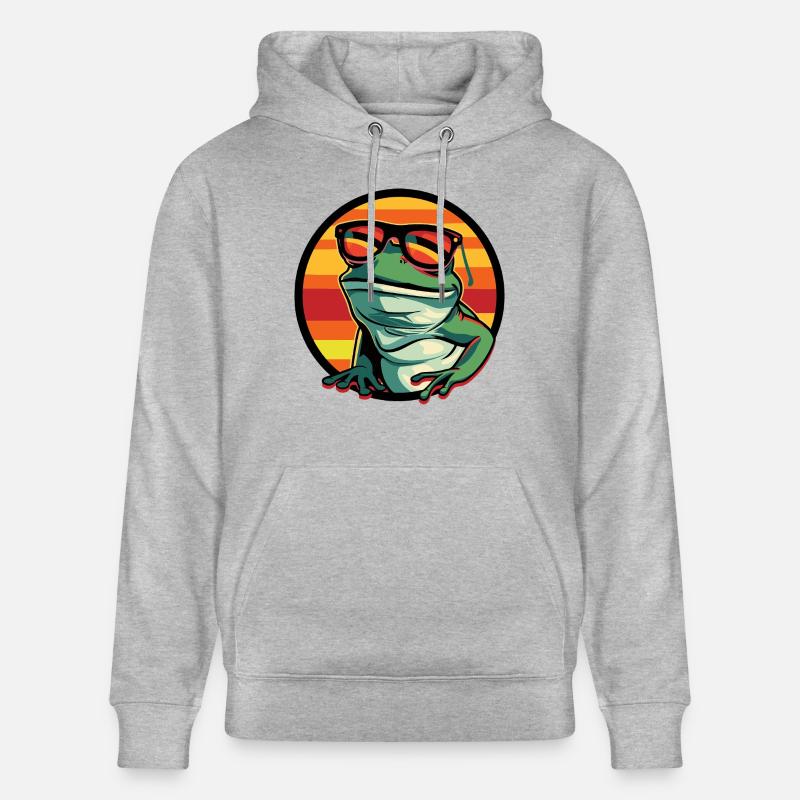 Grenouille Bande dessinée cool - Sweat à capuche bio CRUISER Stanley/Stella Unisexe - gris chiné