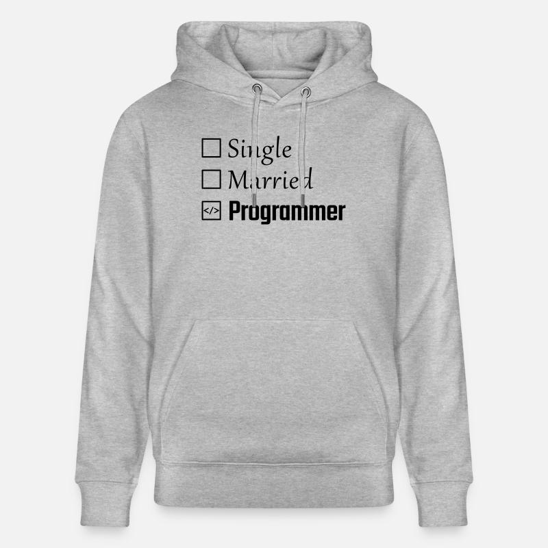 Célibataire, marié, programmeur - Sweat à capuche bio CRUISER Stanley/Stella Unisexe - gris chiné