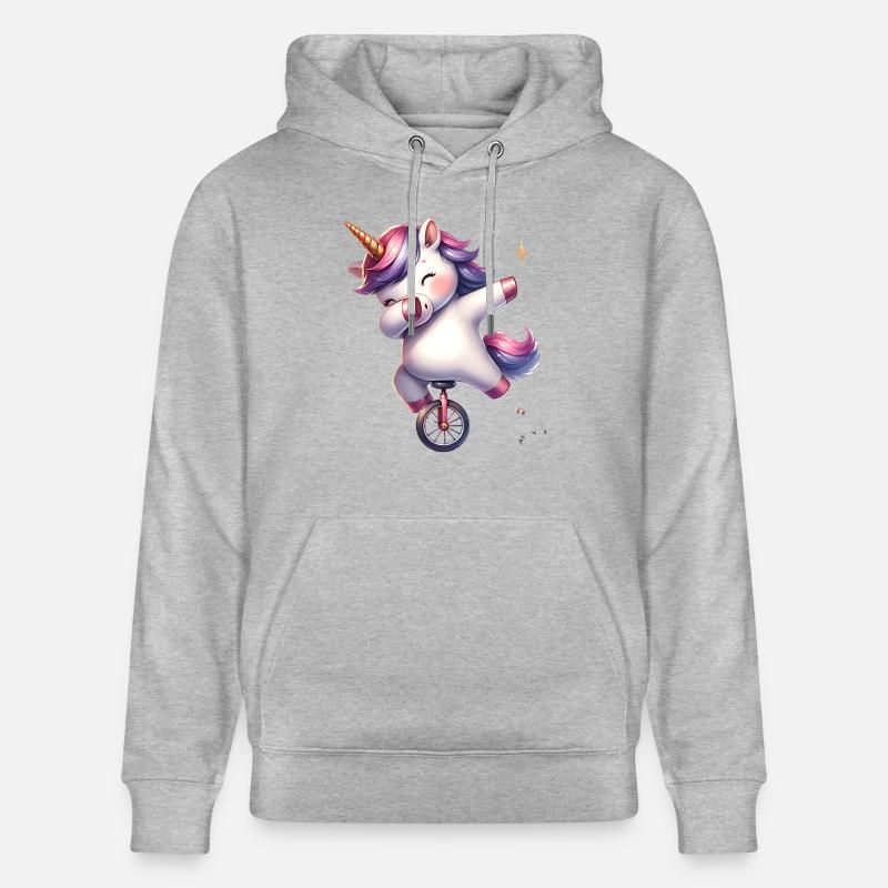 Einrad Einhorn dab dabbing - Stanley/Stella Unisex Bio-Hoodie CRUISER  - Grau meliert