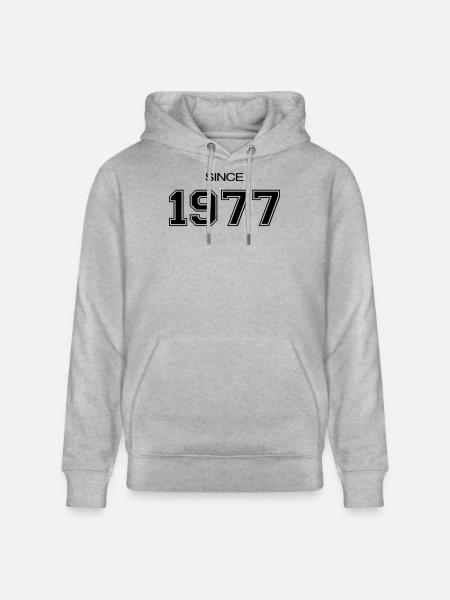 1977 birthday gift - Stanley/Stella CRUISER Unisex Organic Hoodie - heather grey