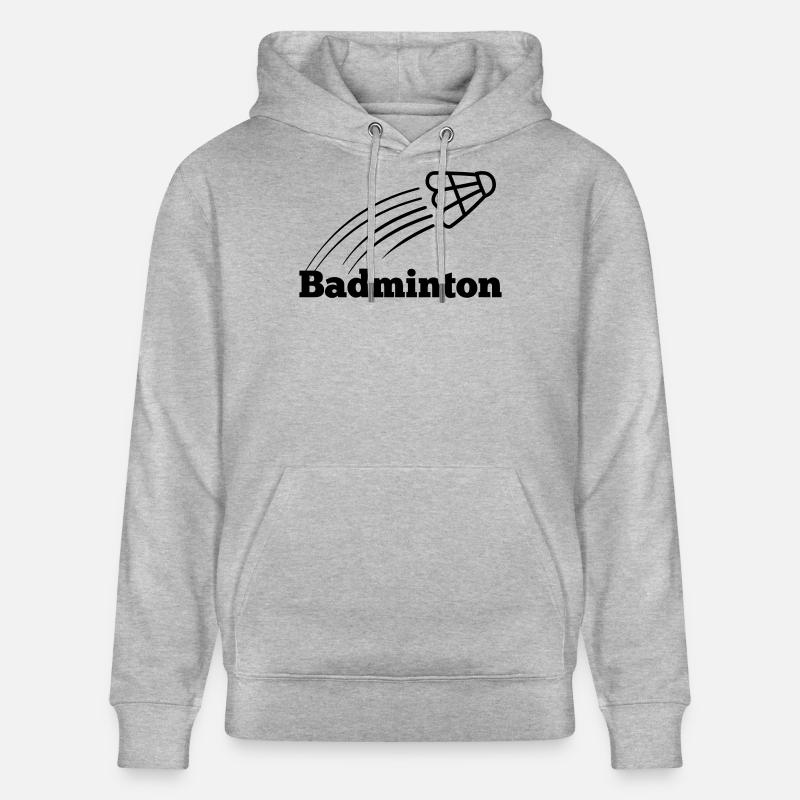 Texte de badminton avec navette volant - Sweat à capuche bio CRUISER Stanley/Stella Unisexe - gris chiné