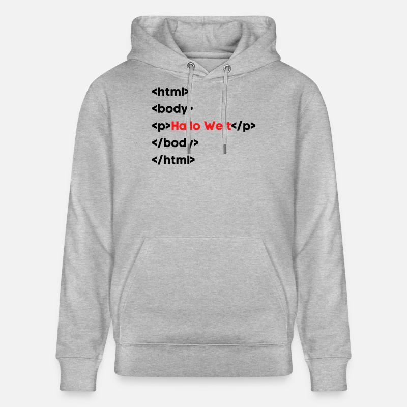 Hallo Welt HTML – Lustiges Programmierer & Coding  - Stanley/Stella Unisex Bio-Hoodie CRUISER  - Grau meliert