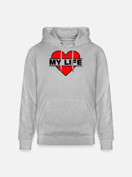 Heart I love my life - Stanley/Stella CRUISER Unisex Organic Hoodie - heather grey