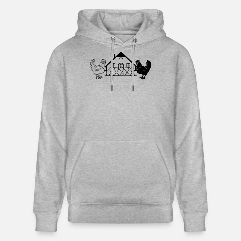 Dunkles und helles Hühnermonogramm-Logo - Stanley/Stella Unisex Bio-Hoodie CRUISER  - Grau meliert