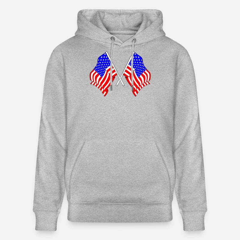 Deux drapeaux des États-Unis - Sweat à capuche bio CRUISER Stanley/Stella Unisexe - gris chiné