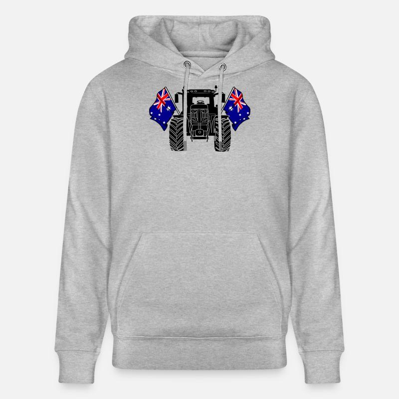Traktor zwei Flaggen Australien - Stanley/Stella Unisex Bio-Hoodie CRUISER  - Grau meliert