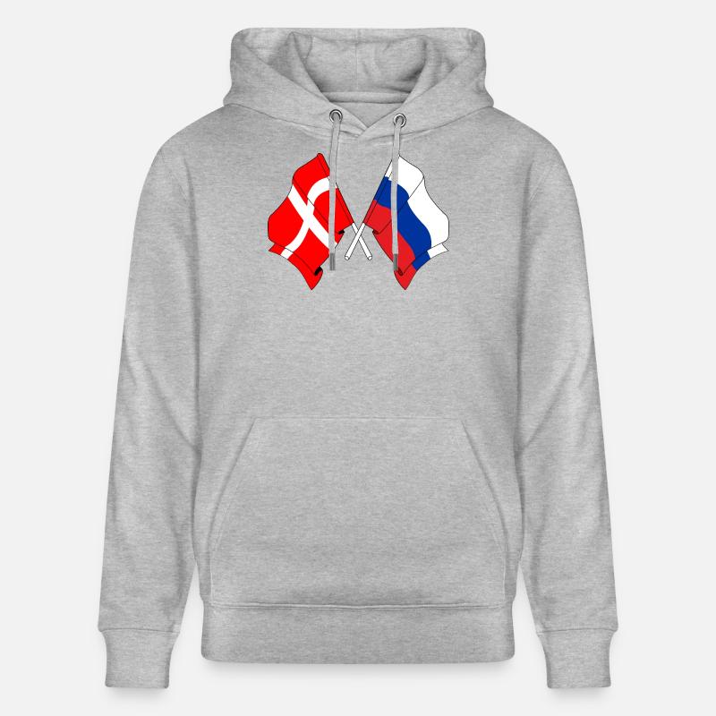Drapeau Danemark, drapeau Russie - Sweat à capuche bio CRUISER Stanley/Stella Unisexe - gris chiné