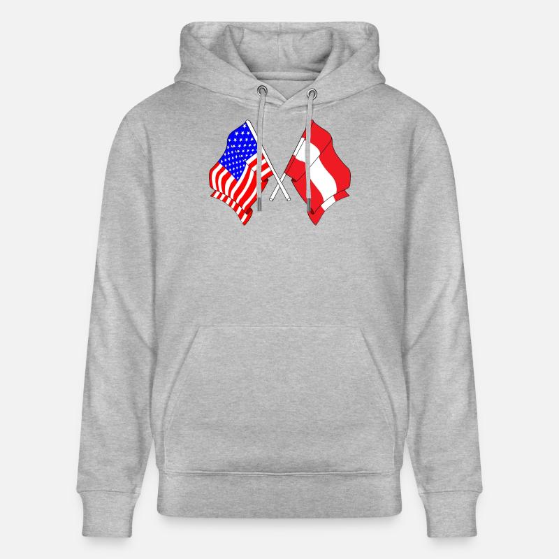 Drapeau des États-Unis, drapeau de l’Autriche - Sweat à capuche bio CRUISER Stanley/Stella Unisexe - gris chiné