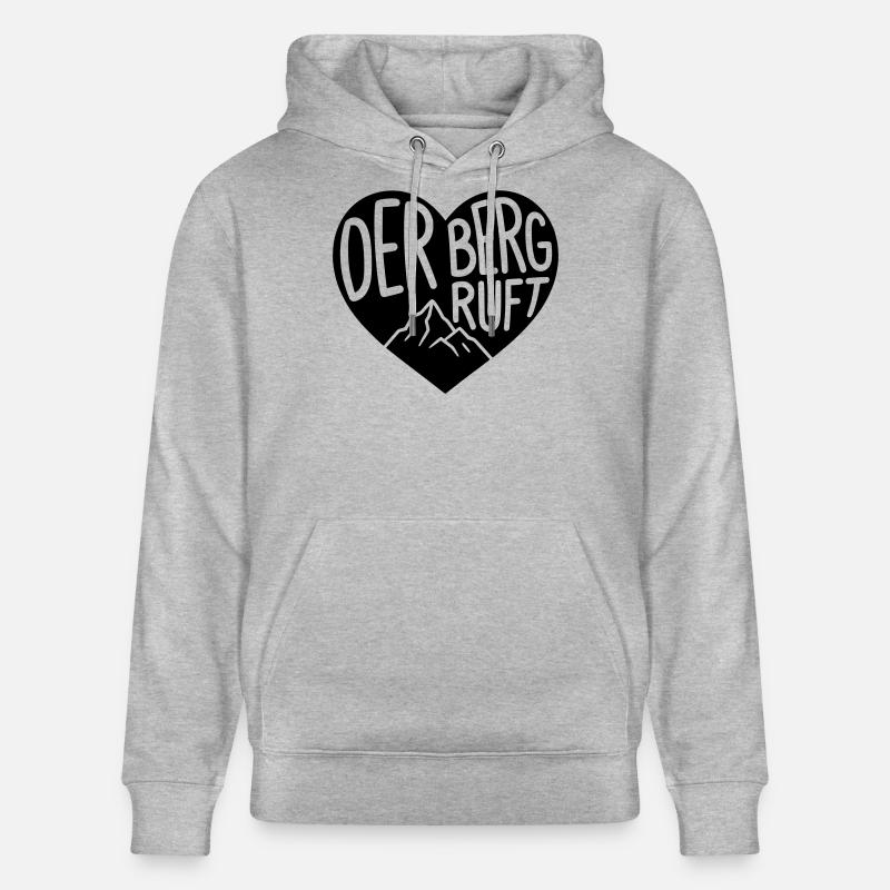 Der Berg ruft Herz  - Stanley/Stella Unisex Bio-Hoodie CRUISER  - Grau meliert