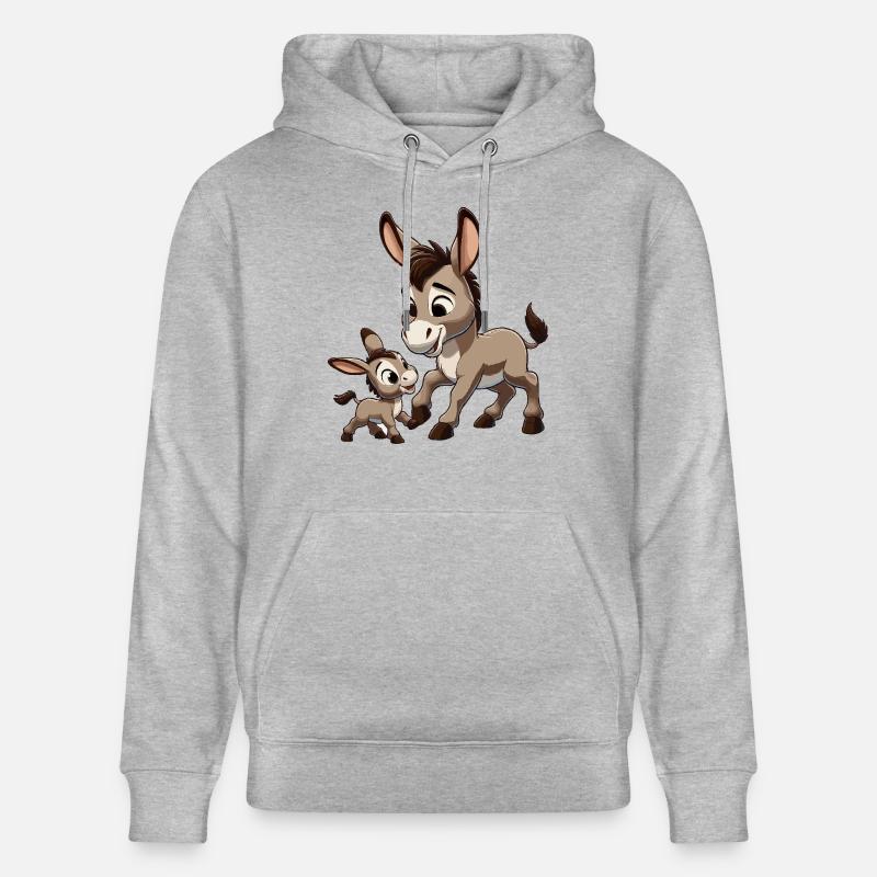 Mère âne avec enfant gris - Sweat à capuche bio CRUISER Stanley/Stella Unisexe - gris chiné