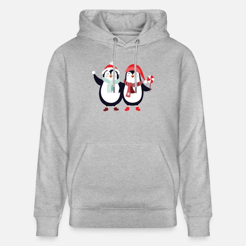 doux pingouins Noël - Sweat à capuche bio CRUISER Stanley/Stella Unisexe - gris chiné
