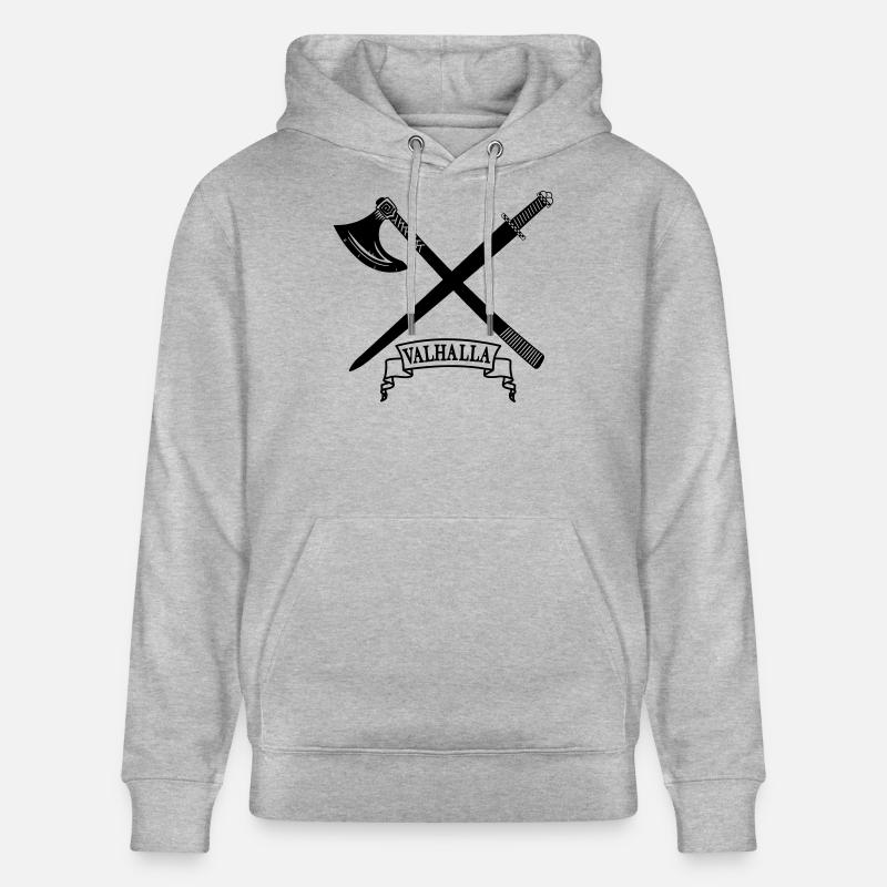 Valhalla avec hache et épée - Sweat à capuche bio CRUISER Stanley/Stella Unisexe - gris chiné