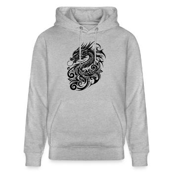 Dragon Tribal Tattoo Kunstvolles Design - Stanley/Stella Unisex Bio-Hoodie CRUISER  - Grau meliert - Vorne - Alina (178cm) & Michal (187cm)