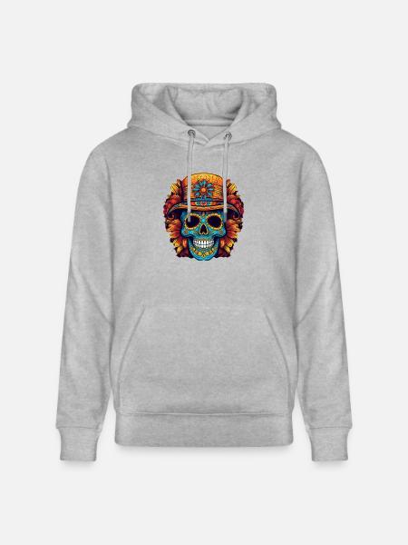 Cinco de Mayo Skull - Stanley/Stella CRUISER Unisex Organic Hoodie - heather grey