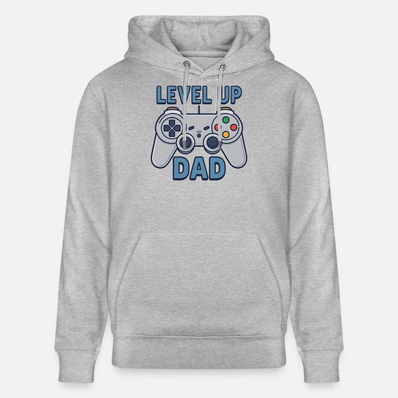 Level Up Dad – Gamer Controller Geschenk - Stanley/Stella Unisex Bio-Hoodie CRUISER - Grau meliert