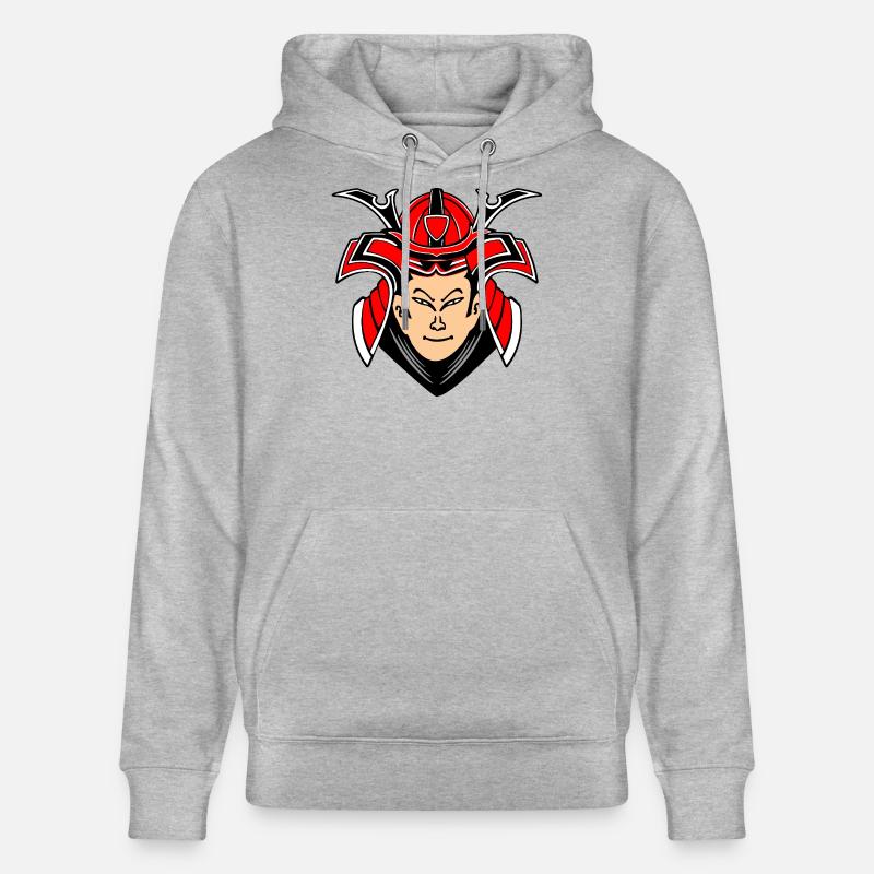Samurai mit Helmdesign - Stanley/Stella Unisex Bio-Hoodie CRUISER  - Grau meliert