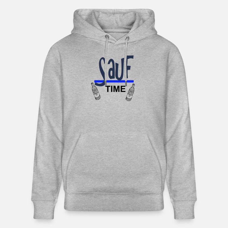 Sauf-Time-Logo mit Blauer Unterstreichung - Stanley/Stella Unisex Bio-Hoodie CRUISER  - Grau meliert