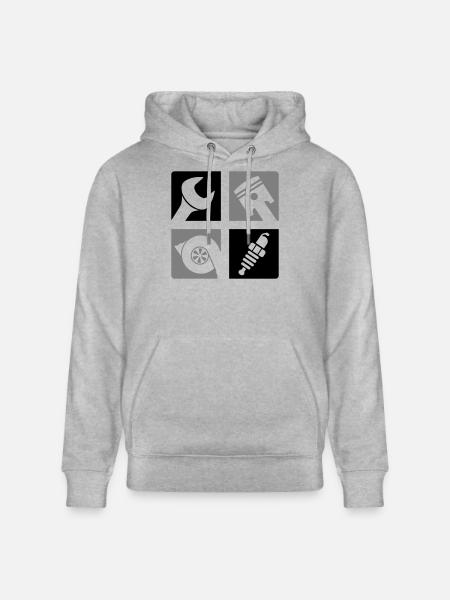 Wrench Piston Turbo Spark Plug Emblem - Stanley/Stella CRUISER Unisex Organic Hoodie - heather grey