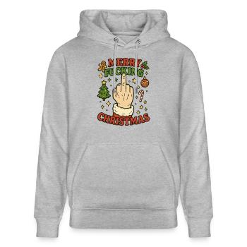 Merry Fucking Christmas Middle Finger - Sweat à capuche bio CRUISER Stanley/Stella Unisexe - gris chiné - Devant - Alina (178cm) & Michal (187cm)