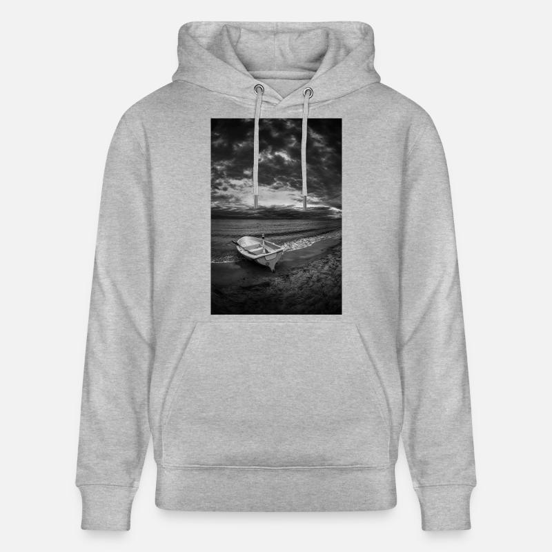 Ein Boot an einem dunklen Ufer - Stanley/Stella Unisex Bio-Hoodie CRUISER  - Grau meliert