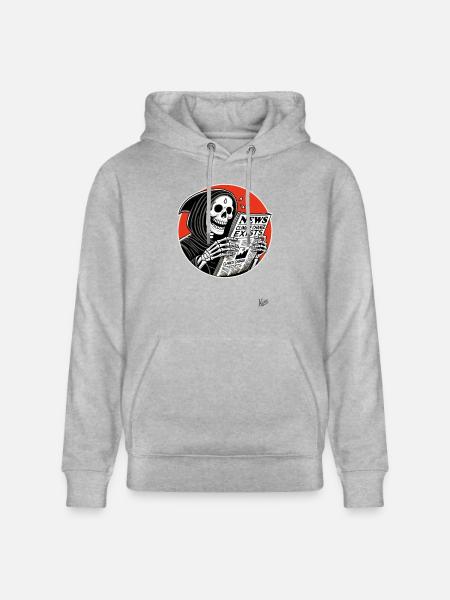 Grim Reaper og klimaendringer nyhetsoverskrift - Stanley/Stella CRUISER økologisk unisex-hettegenser - gråmelert