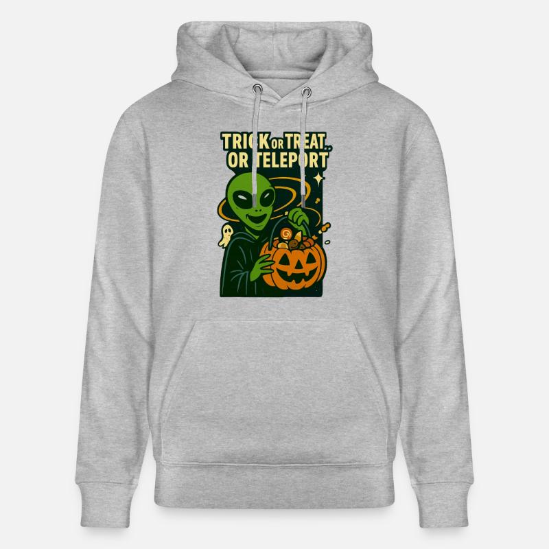 Alien Halloween T-Shirt – Süßes oder Saures... oder... - Stanley/Stella Unisex Bio-Hoodie CRUISER  - Grau meliert