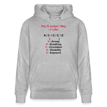 Rettungsdienst ABC Schema - Stanley/Stella Unisex Bio-Hoodie CRUISER  - Grau meliert - Vorne - Alina (178cm) & Michal (187cm)