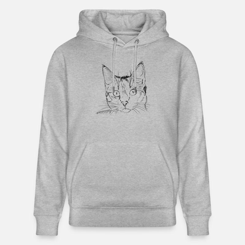 dessin de chat - Sweat à capuche bio CRUISER Stanley/Stella Unisexe - gris chiné