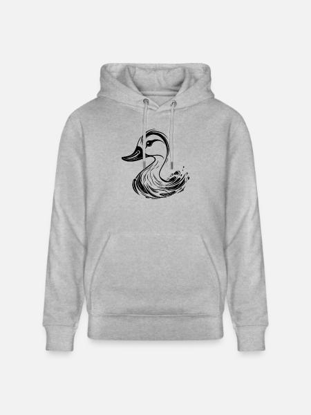 Cute Tattoo Style Duck - Stanley/Stella CRUISER Unisex Organic Hoodie - heather grey