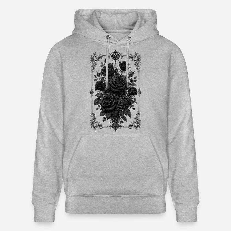 Roses, Roses noires, Roses et Fleurs - Sweat à capuche bio CRUISER Stanley/Stella Unisexe - gris chiné