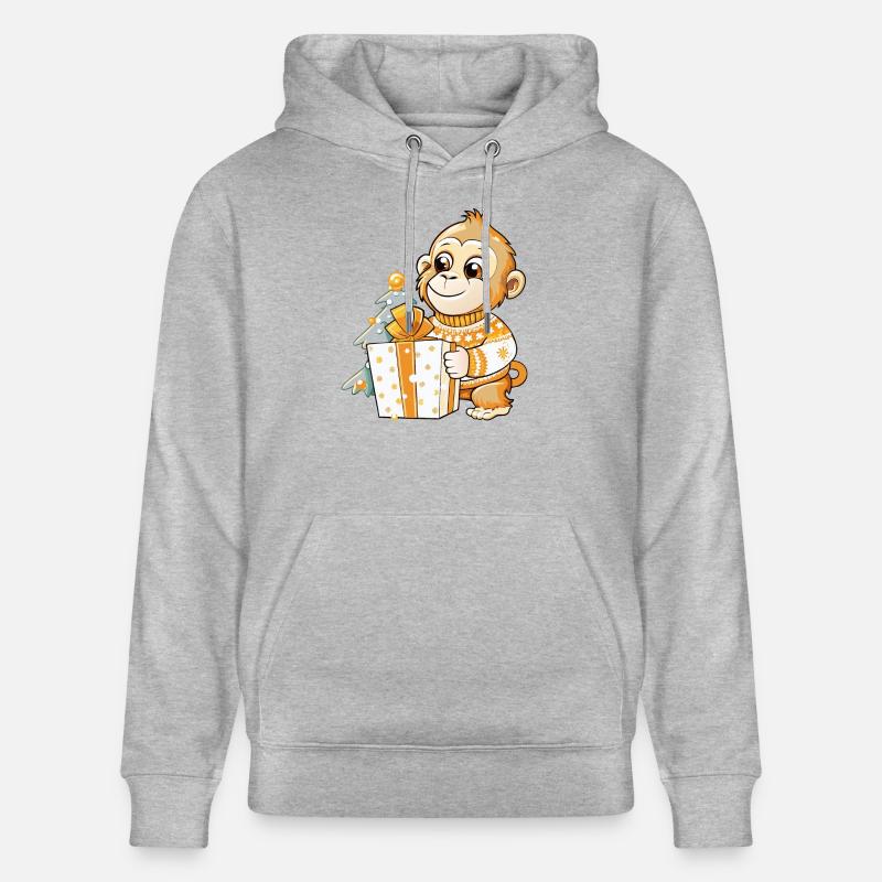 Mignon singe déballage cadeau - Sweat à capuche bio CRUISER Stanley/Stella Unisexe - gris chiné