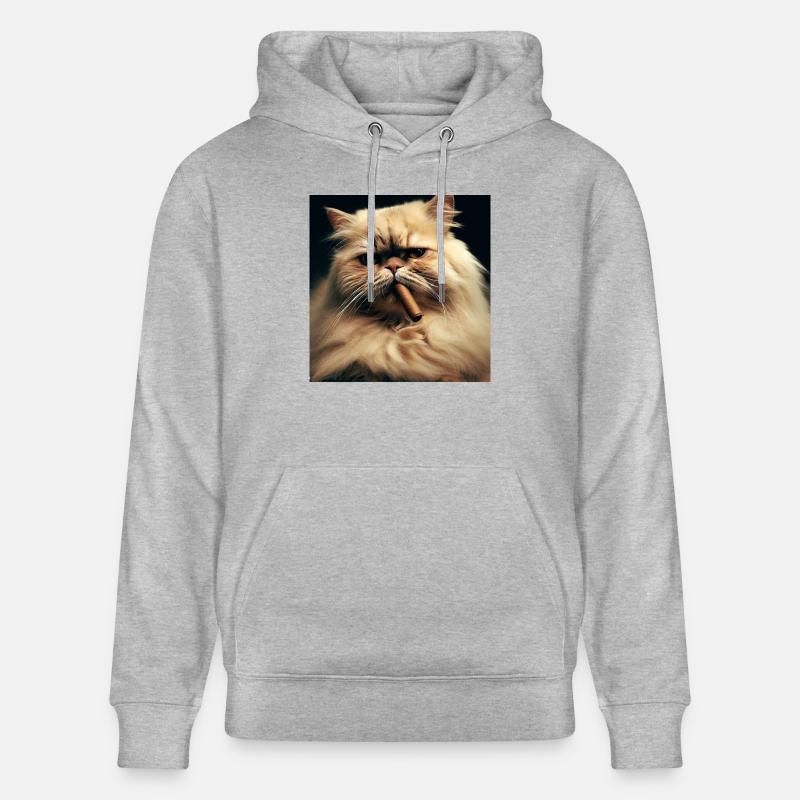 Chat persan Negan avec cigare - Sweat à capuche bio CRUISER Stanley/Stella Unisexe - gris chiné