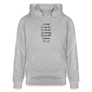 Andiamo Risoluzioni motto - Felpa con cappuccio ecologica unisex CRUISER di Stanley/Stella - grigio melange - Fronte - Alina (178cm) & Michal (187cm)