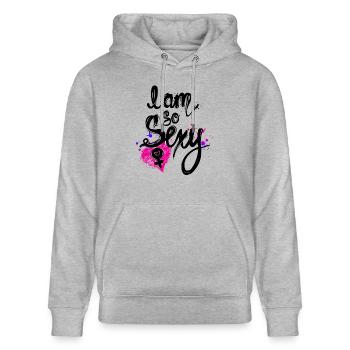 I am so Sexy - Stanley/Stella Unisex Bio-Hoodie CRUISER  - Grau meliert - Vorne - Alina (178cm) & Michal (187cm)