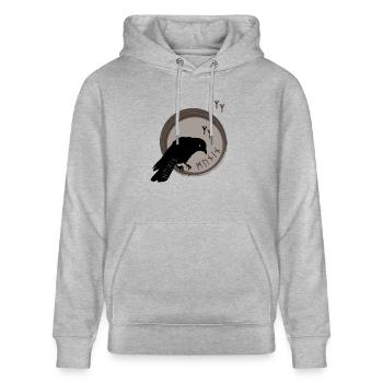 The ravens of Odin symbol Hugin and Munin - Stanley/Stella CRUISER Unisex Organic Hoodie - heather grey - Front - Alina (178cm) & Michal (187cm)