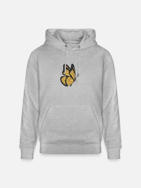 Papillon jaune papillon - Sweat à capuche bio CRUISER Stanley/Stella Unisexe - gris chiné