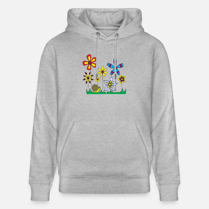 Escargot, sur, fleur, pré - Sweat à capuche bio CRUISER Stanley/Stella Unisexe - gris chiné