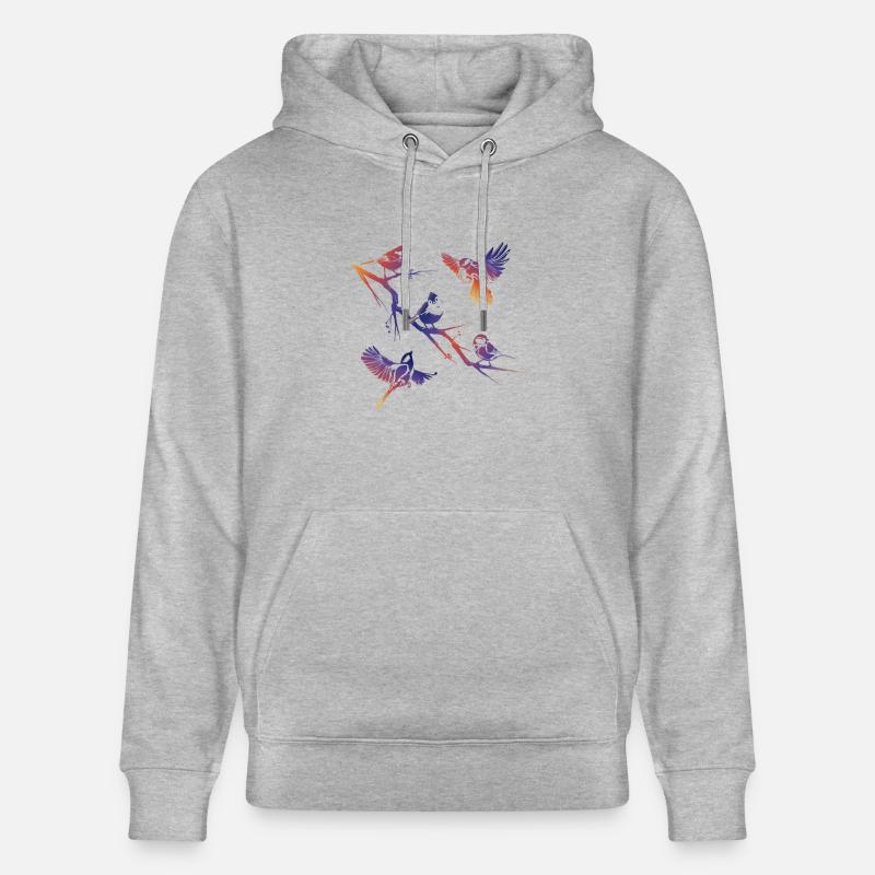 Oiseaux sur une branche - Sweat à capuche bio CRUISER Stanley/Stella Unisexe - gris chiné