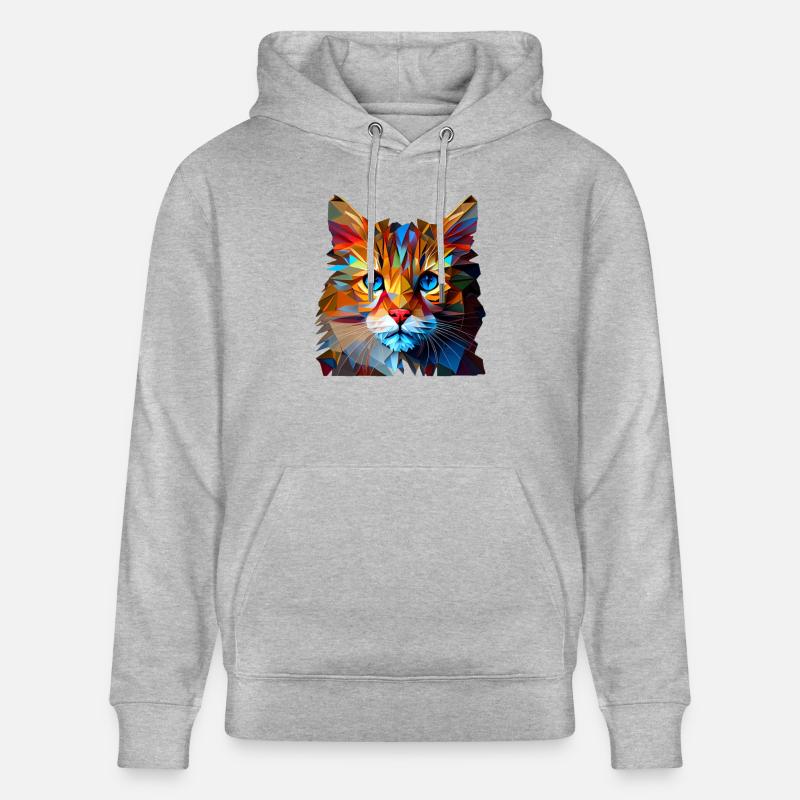 Chaton Chaton Chat Polygone Chat - Sweat à capuche bio CRUISER Stanley/Stella Unisexe - gris chiné