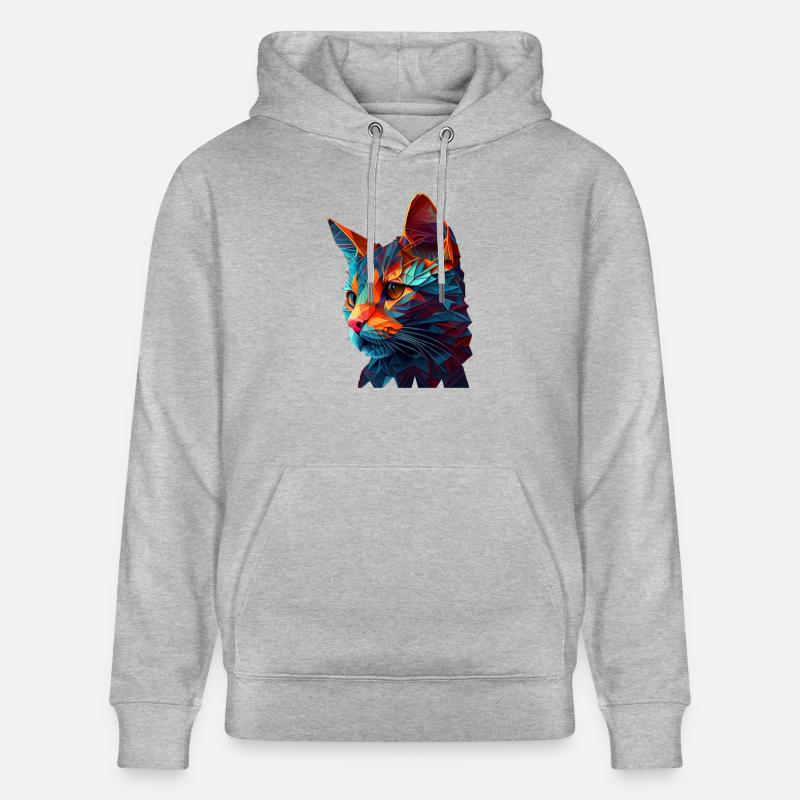 Chaton Chaton Chat Polygone Chat - Sweat à capuche bio CRUISER Stanley/Stella Unisexe - gris chiné