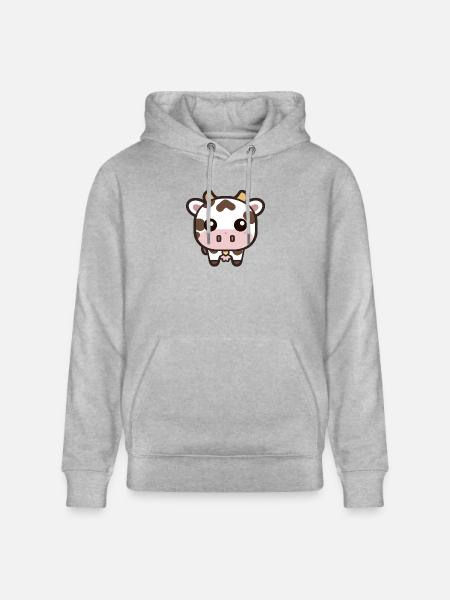 Cute Kawaii Cow - Stanley/Stella CRUISER Unisex Organic Hoodie - heather grey