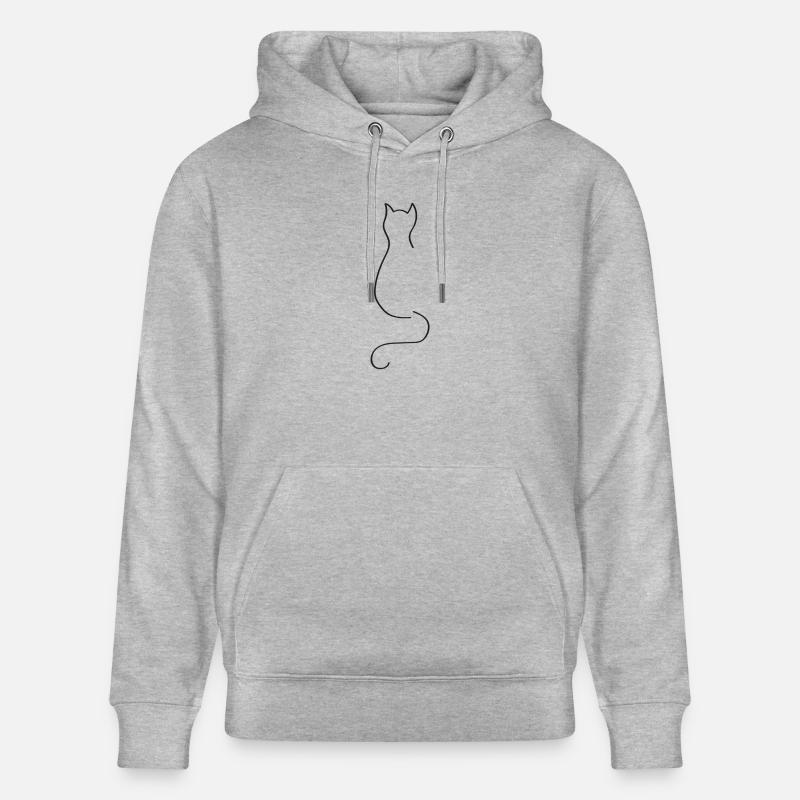 Cat One Line Noir - Chat Oneline Noir - Sweat à capuche bio CRUISER Stanley/Stella Unisexe - gris chiné